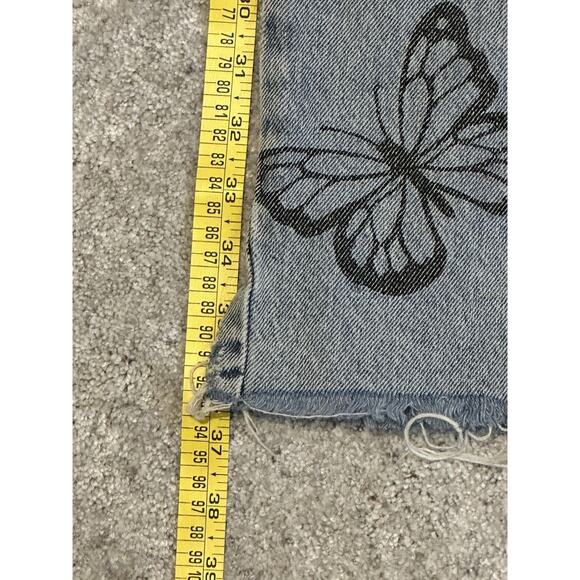 Pacsun High-Rise Straight Black Distressed Butterfly Jeans Girls Size 25 - Picture 3 of 7